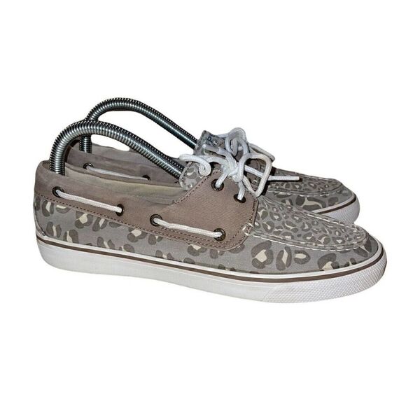 Sperry Top-Sider 9771643 Leopard Taupe Boat Deck Loafers Shoes Women's US 8.5 M - Picture 1 of 10